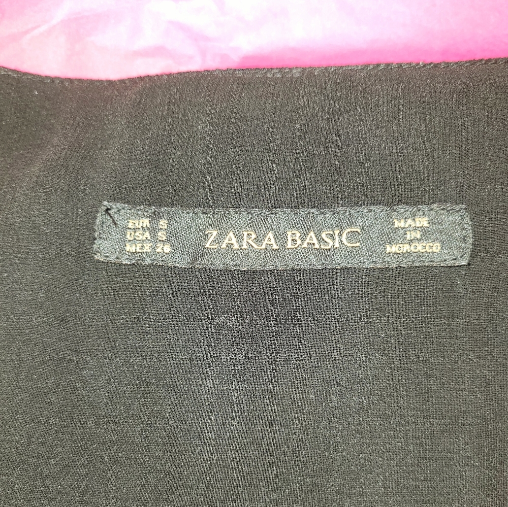 BASIC DRESS SMALL NEW VISCOSE-LINED BLACK CRAPE DRESS WITH ROSE DETAIL - Picture 5 of 14